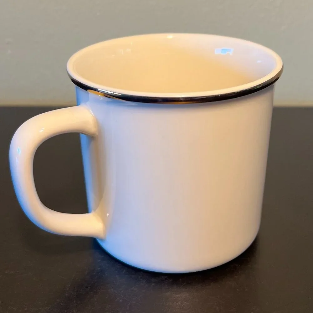 NWT POTTERY BARN Scottish Tartan Plaid Letter “D” Monogram Initial Ceramic Mug